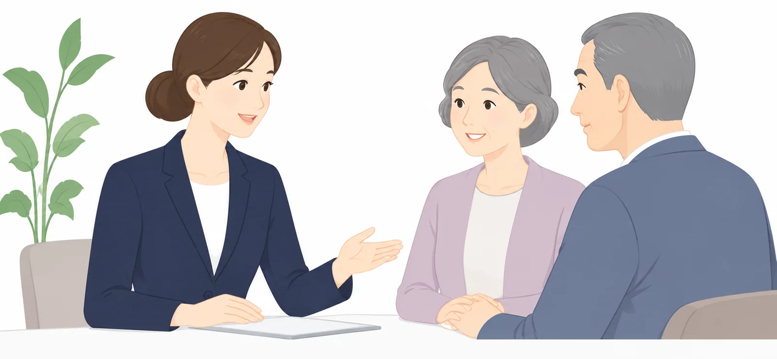 ご家族の相談に応じるスタッフのイメージ